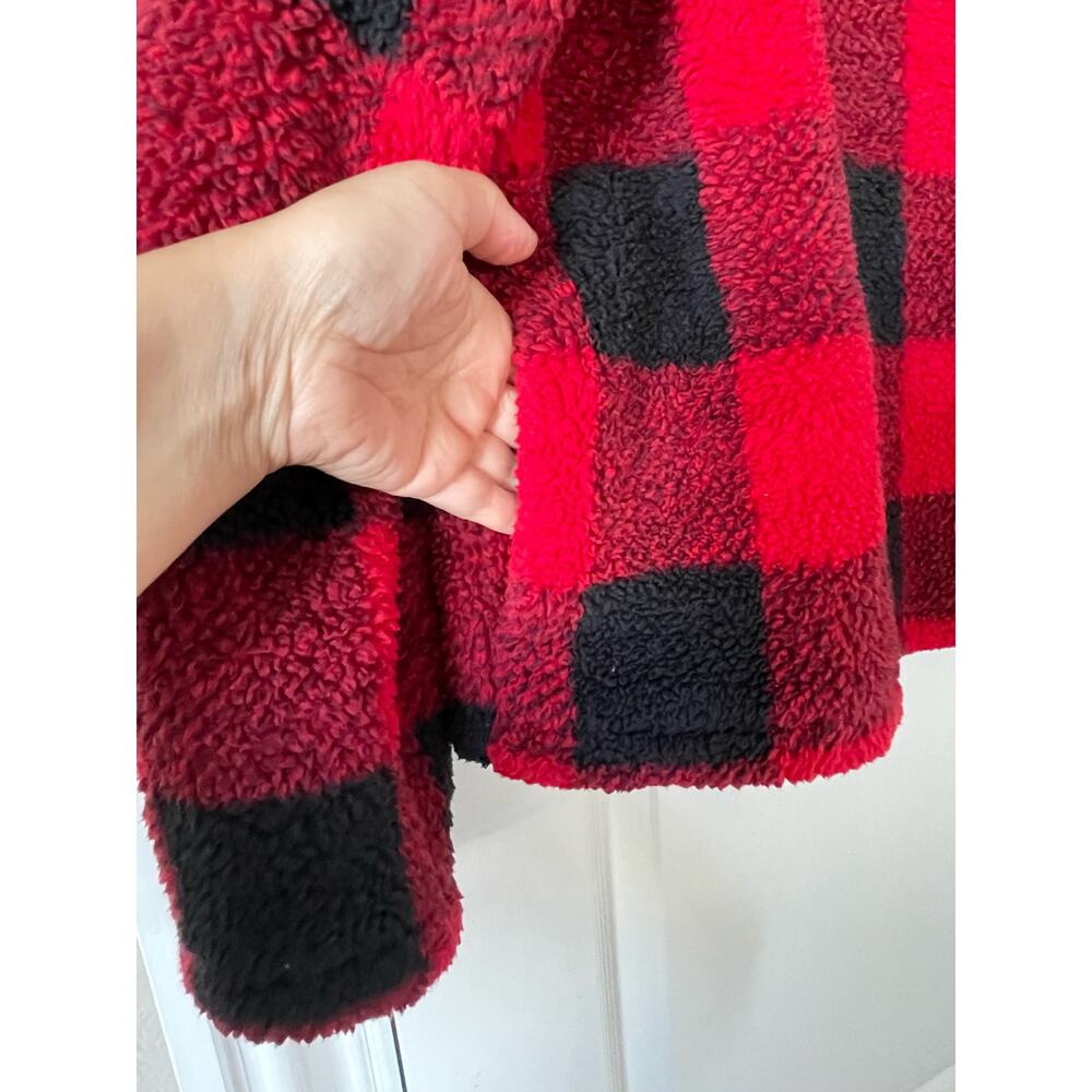 MEROKEETY Women's Plaid Sherpa Fleece Zip Pullover Jacket Medium - Picture 5 of 8